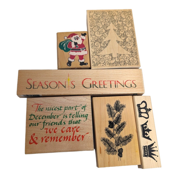 6 Piece Set DIY Rubber Stamps Christmas Theme Great Impressions Inkadoo Brands - Picture 1 of 4